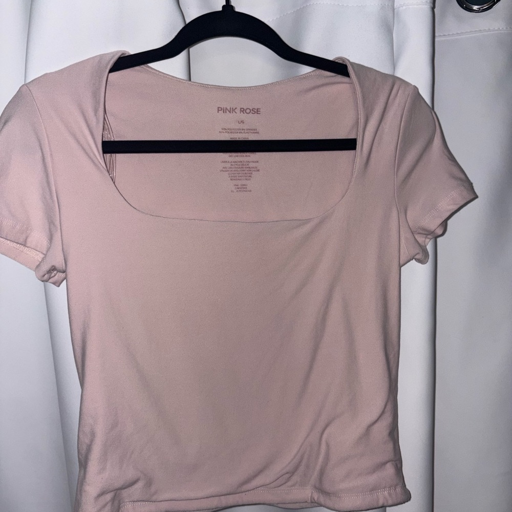 Pink Rose Light Blush Scoop Neck Crop Top